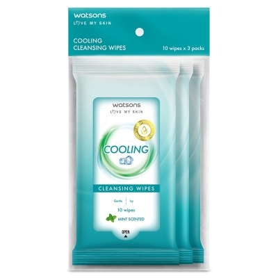 屈臣氏 冰涼抗菌潔淨柔濕巾10片3包裝