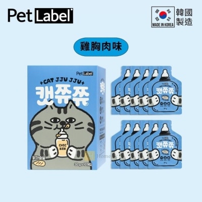PET LABEL 韓國貓貓保健肉泥包 - 雞胸肉味 (30g x 10包) [此日期前最佳：2027年2月10日] (商家直送 - 5個工作天內送到府上；滿$500免運)