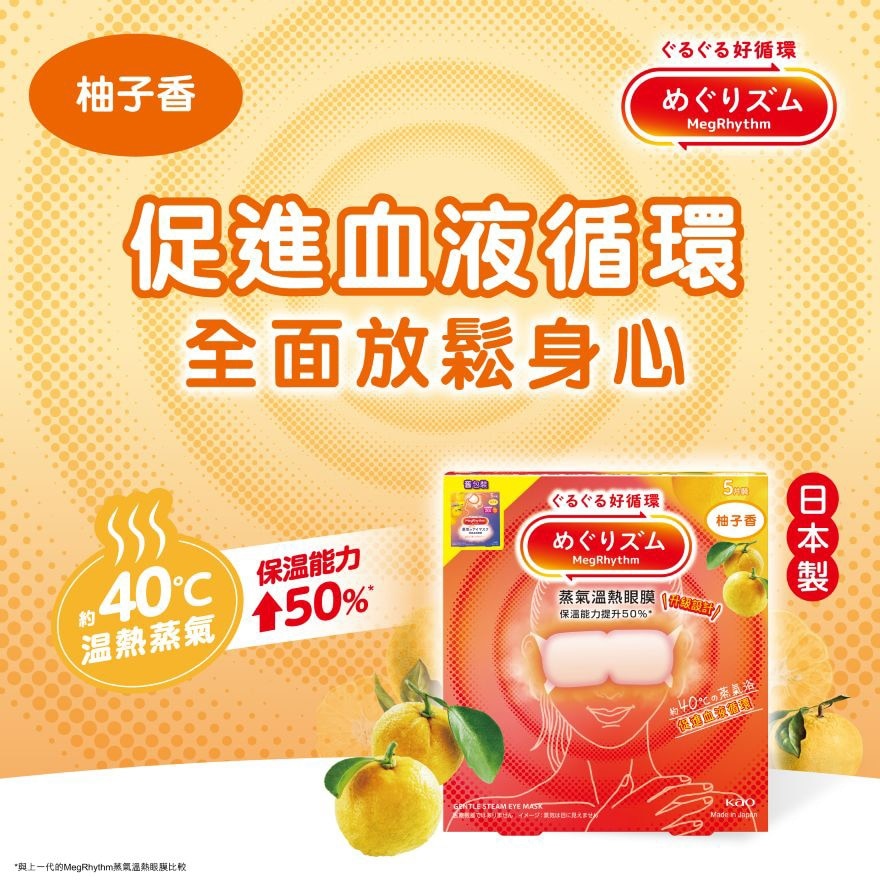 MEGRHYTHM 蒸汽温热眼膜 柚子香 5片装