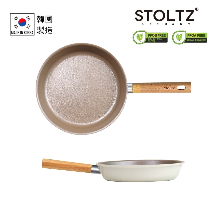 韓國製 26CM 單柄平底煎鑊 (奶油白) CRNTLF-26 (電磁爐及明火均適用) (商家直送-5個工作天內送到府上；滿$500免運)