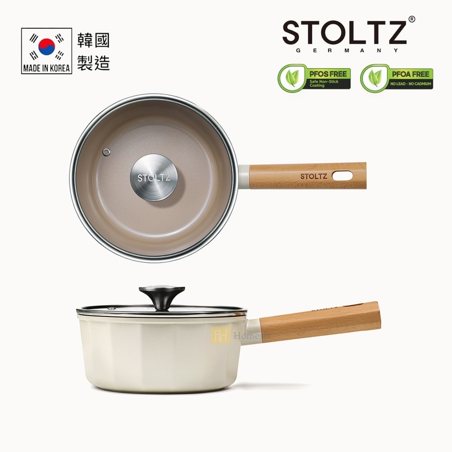 Cream 18cm Sauce Pan with Glass Lid (Applicable with Induction and Gas) CRNTLN-18 (SUPPLIER DELIVERY-5 WORKING DAYS; FREE DELIVERY UPON $500)