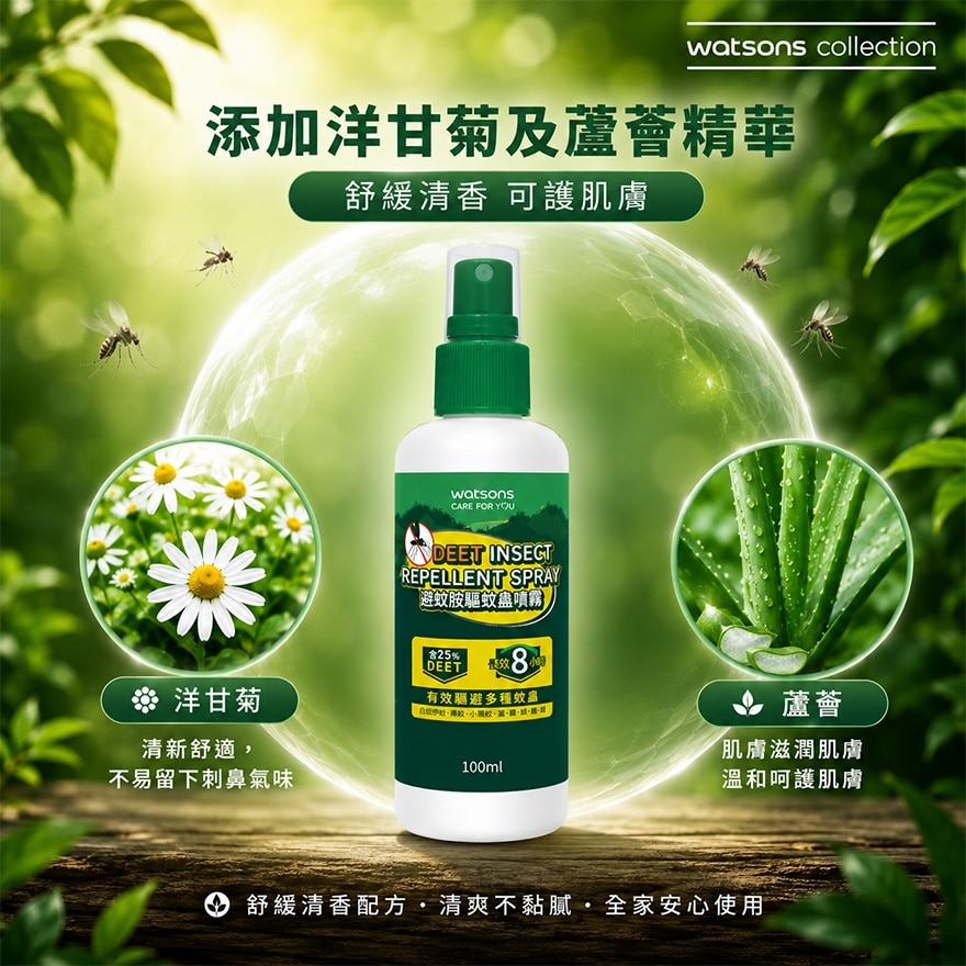 屈臣氏含避蚊胺驅蚊蟲噴霧100毫升 image