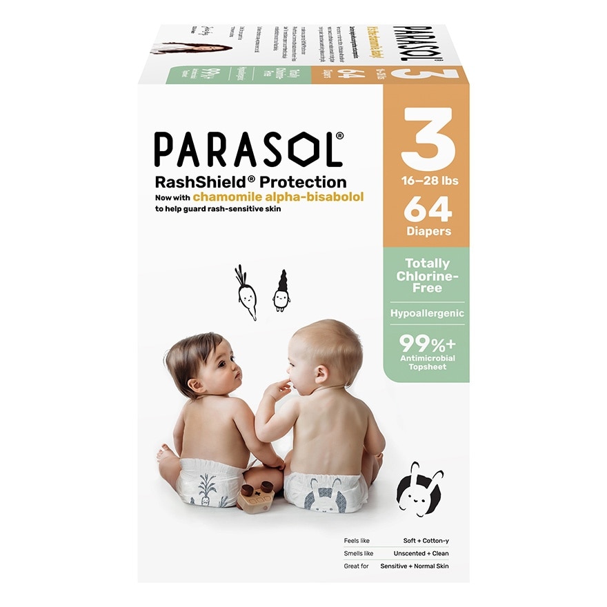 美国 Clear+Dry™ 超透气水凝尿片 (3号/中码, 64片)