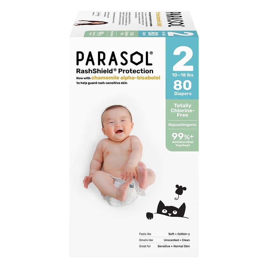 美国 Clear+Dry™ 超透气水凝尿片 (2号/細碼, 80片)