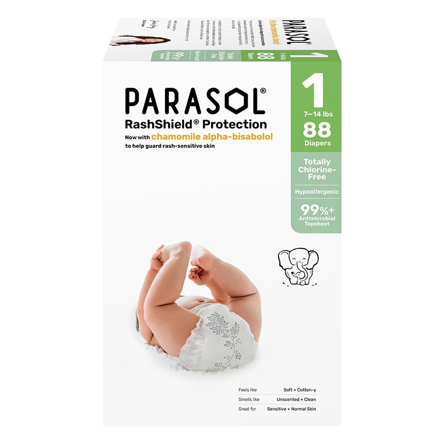 美国 Clear+Dry™ 超透气水凝尿片 (1号/初生, 88片)