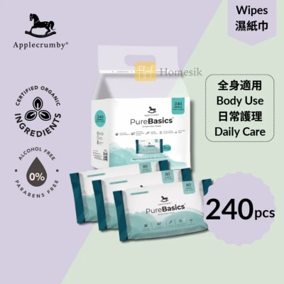 APPLECRUMBY - 婴儿日常护理滋润湿纸巾 80片 (3包装) (商家直送-5个工作天内送到府上；满$500免运)