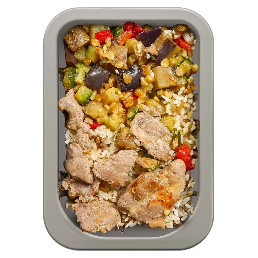 糖尿病護理餐豉油烤豬肉牛蒡飯