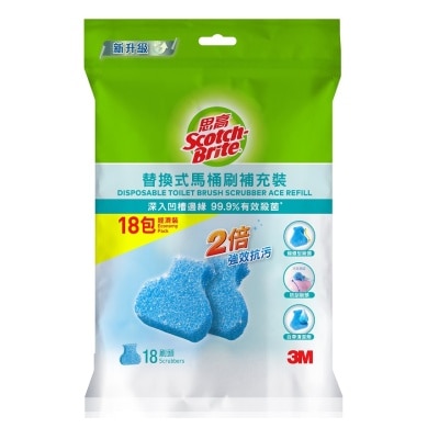 3M - 3M - SCOTCH-BRITE - DISPOSABLE TOILET BRUSH SCRUBBER ACE REFILL (18 PCS/PK) ECONOMY PACK (ACE-18R)