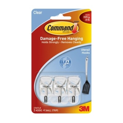 3M - 3M - COMMAND CLEAR SMALL WIRE UTENSIL HOOKS, HOLDS 0.5 LB (17067CLR)