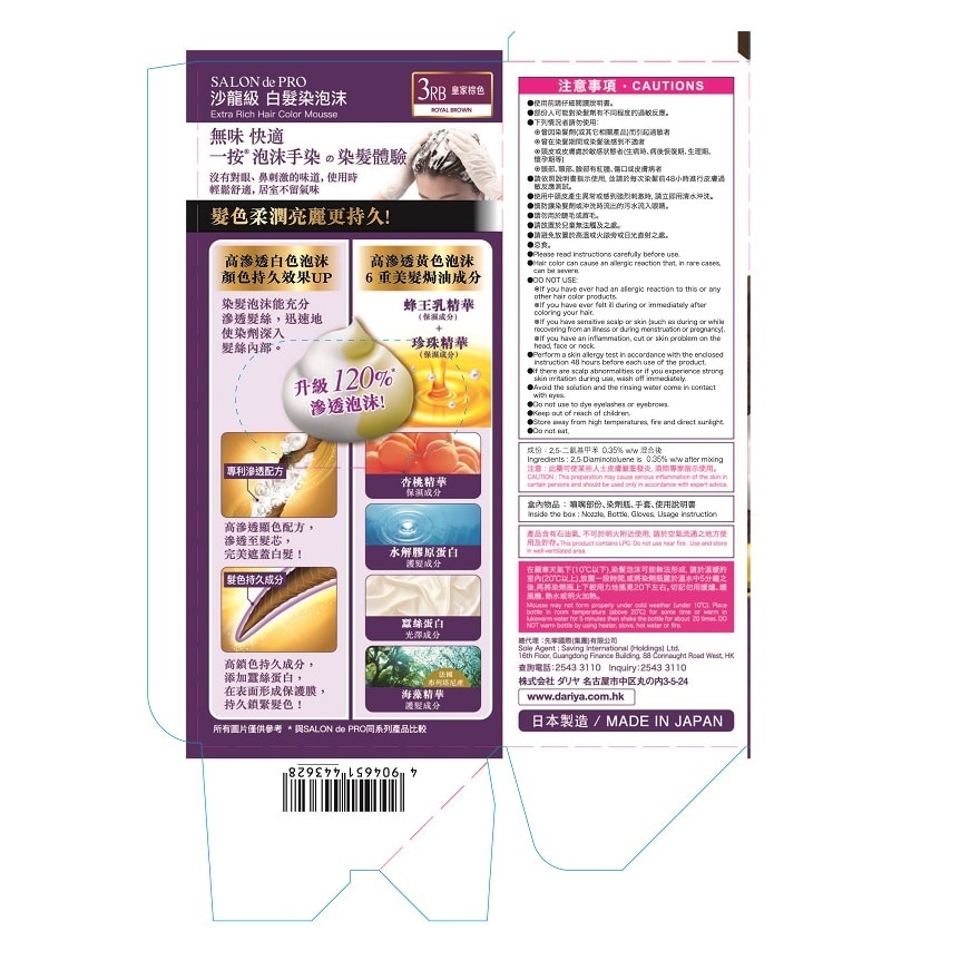 沙龍級白髮染泡沫 3RB 皇家棕色