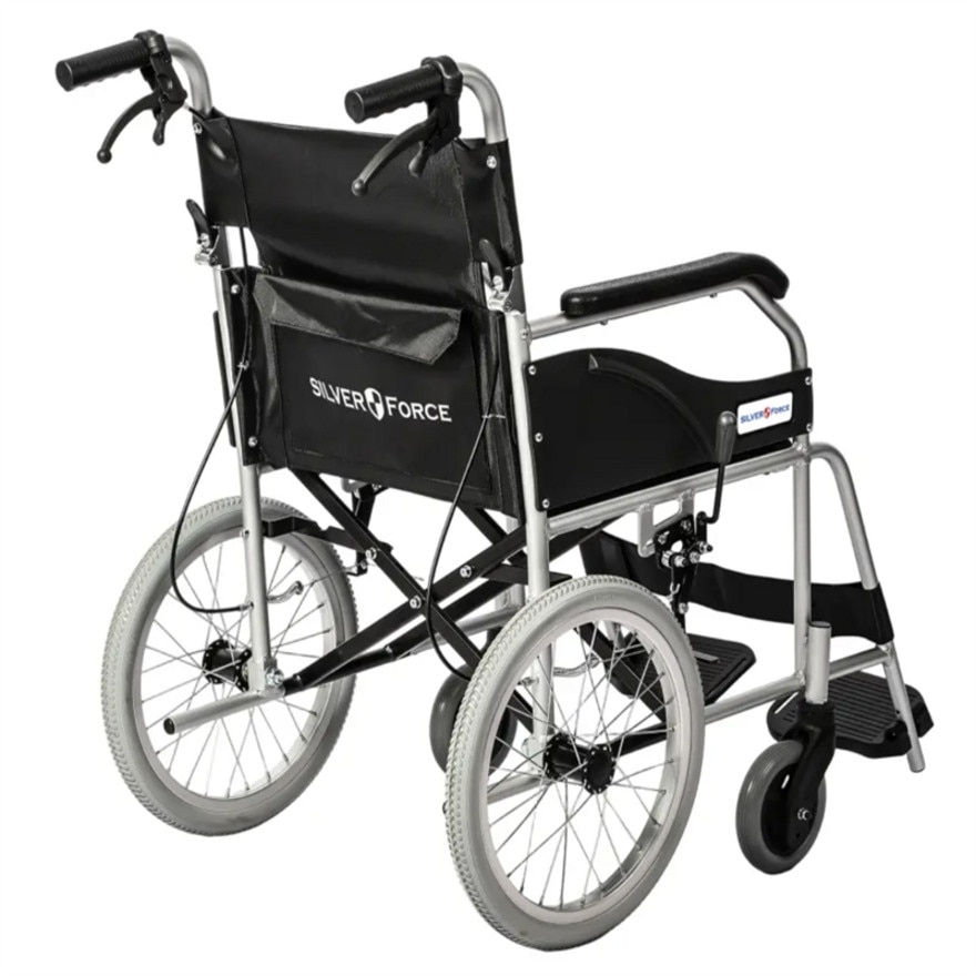 "SILVER FORCE" ALUMINUM FOLDABLE MANUAL WHEELCHAIR (BLACK)