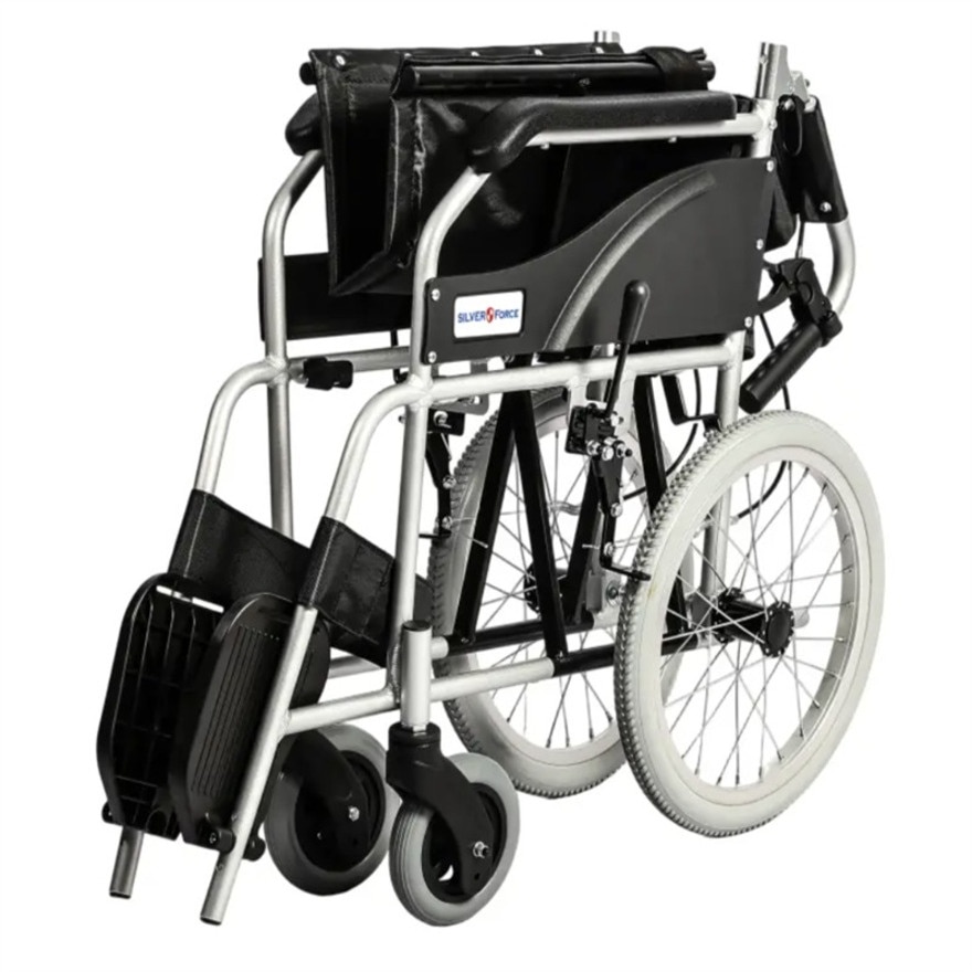 "SILVER FORCE" ALUMINUM FOLDABLE MANUAL WHEELCHAIR (BLACK)