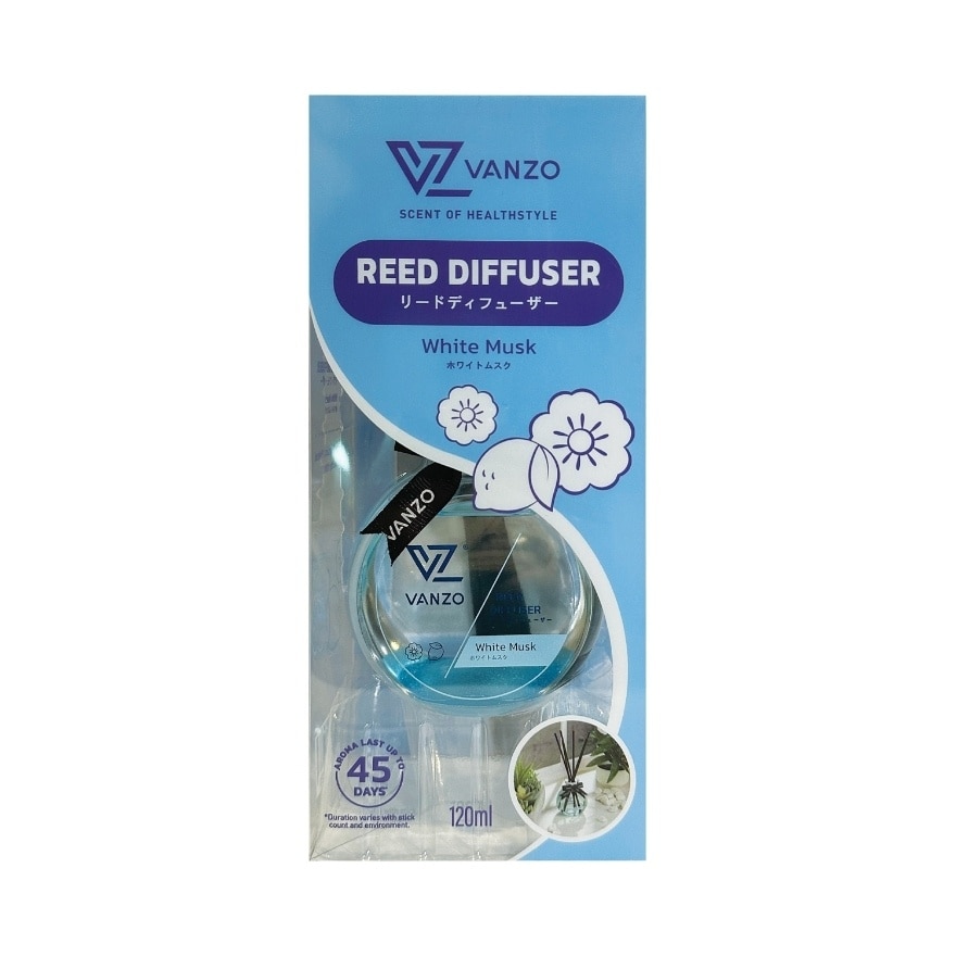 VANZO REED DIFFUSER – WHITE MUSK 120ML image