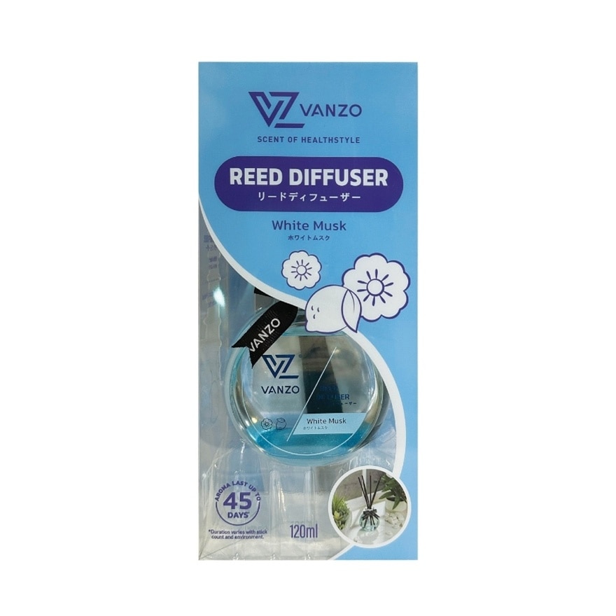 VANZO REED DIFFUSER – WHITE MUSK 120ML image