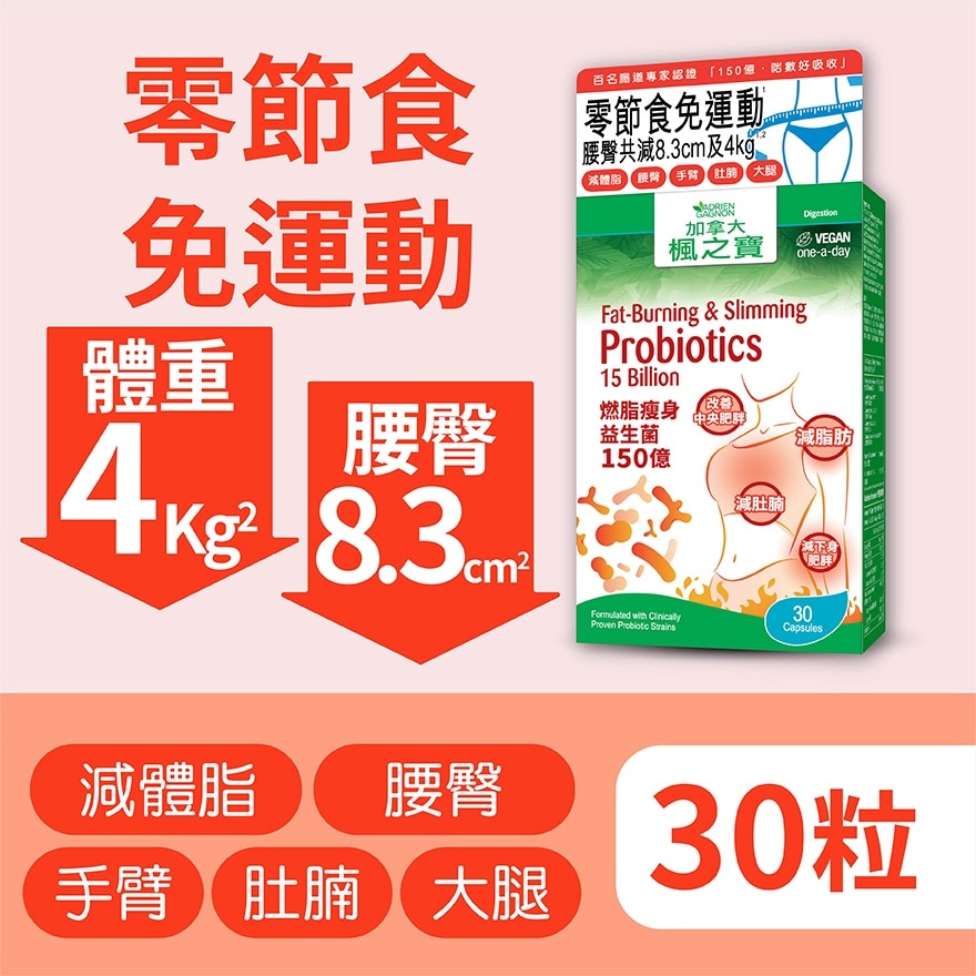 Fat-Burning & Slimming Probiotics 15 Billion (30 CAPSULES)