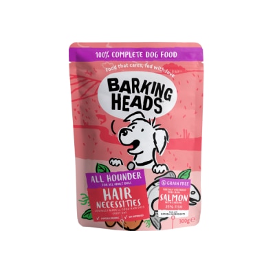 BARKING HEADS - Fresh Salmon, Sardine, Garden Veg & Herbs (300g) Complete Adult Dog Wet Food - BARKING HEADS
