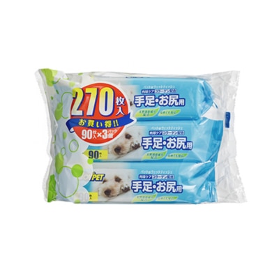 JOYPET - 貓犬用 潔淨手 腳 小屁屁濕紙巾 (90片 x 3包)- JOYPET